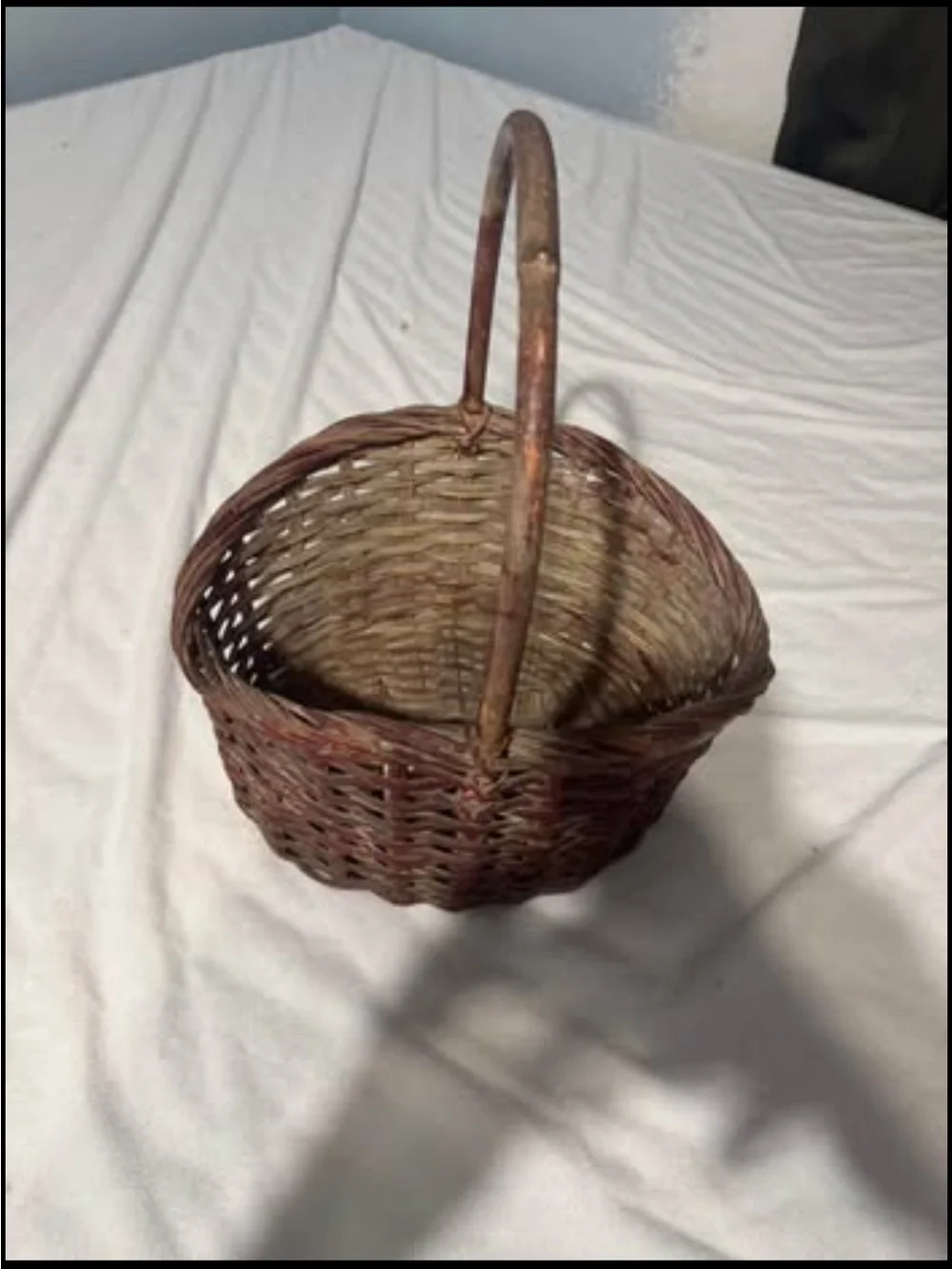 Rustic Brown Woven Basket with Handle - Home Accents